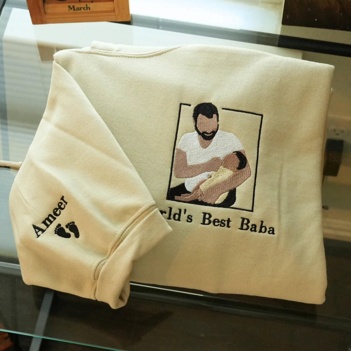 Custom World's Best Baba Portrait Sweatshirt - Unique Father's Day Photo Gift - Personalized Hoodie