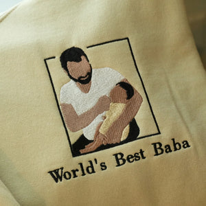 Custom World's Best Baba Portrait Sweatshirt - Unique Father's Day Photo Gift - Personalized Hoodie