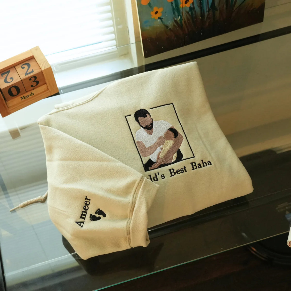 Custom World's Best Baba Portrait Sweatshirt - Unique Father's Day Photo Gift - Personalized Hoodie
