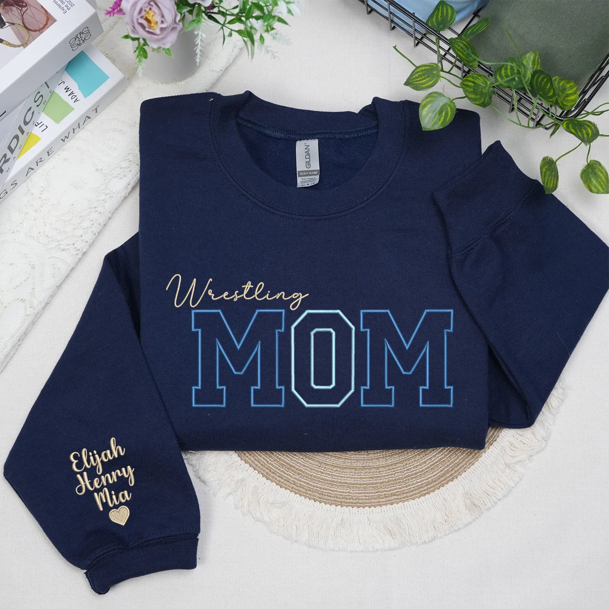 Personalized Wrestling Mom Sweatshirt Hoodie Embroidered Gift for Mom Wrestler