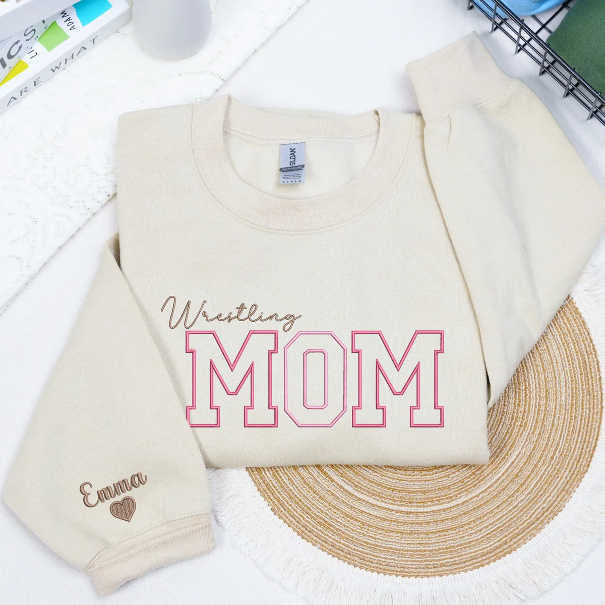 Personalized Wrestling Mom Sweatshirt Hoodie Embroidered Gift for Mom Wrestler
