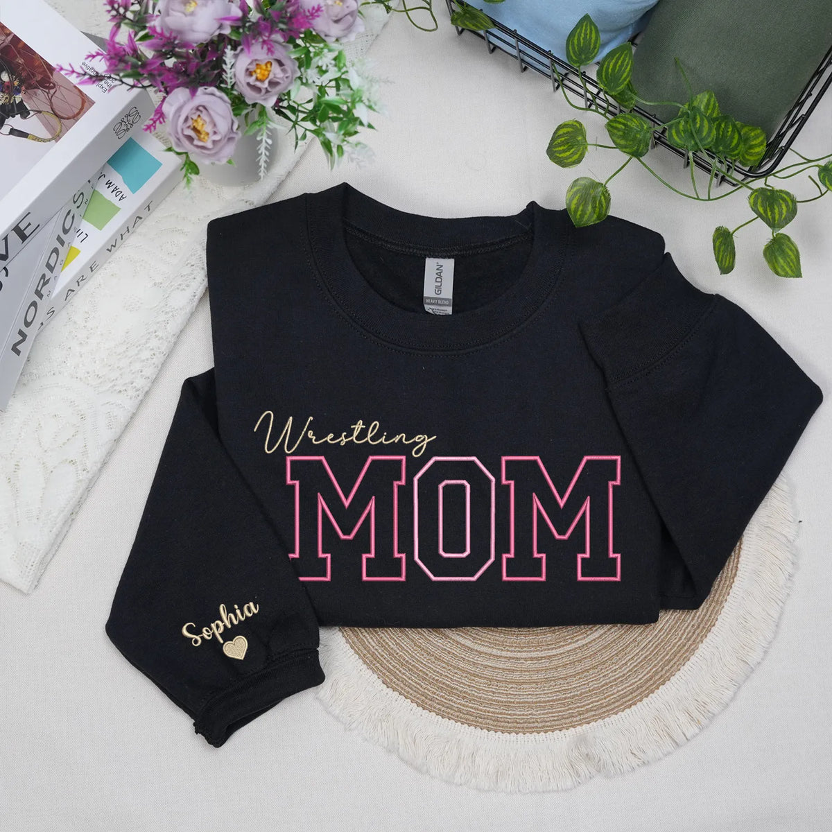Personalized Wrestling Mom Sweatshirt Hoodie Embroidered Gift for Mom Wrestler