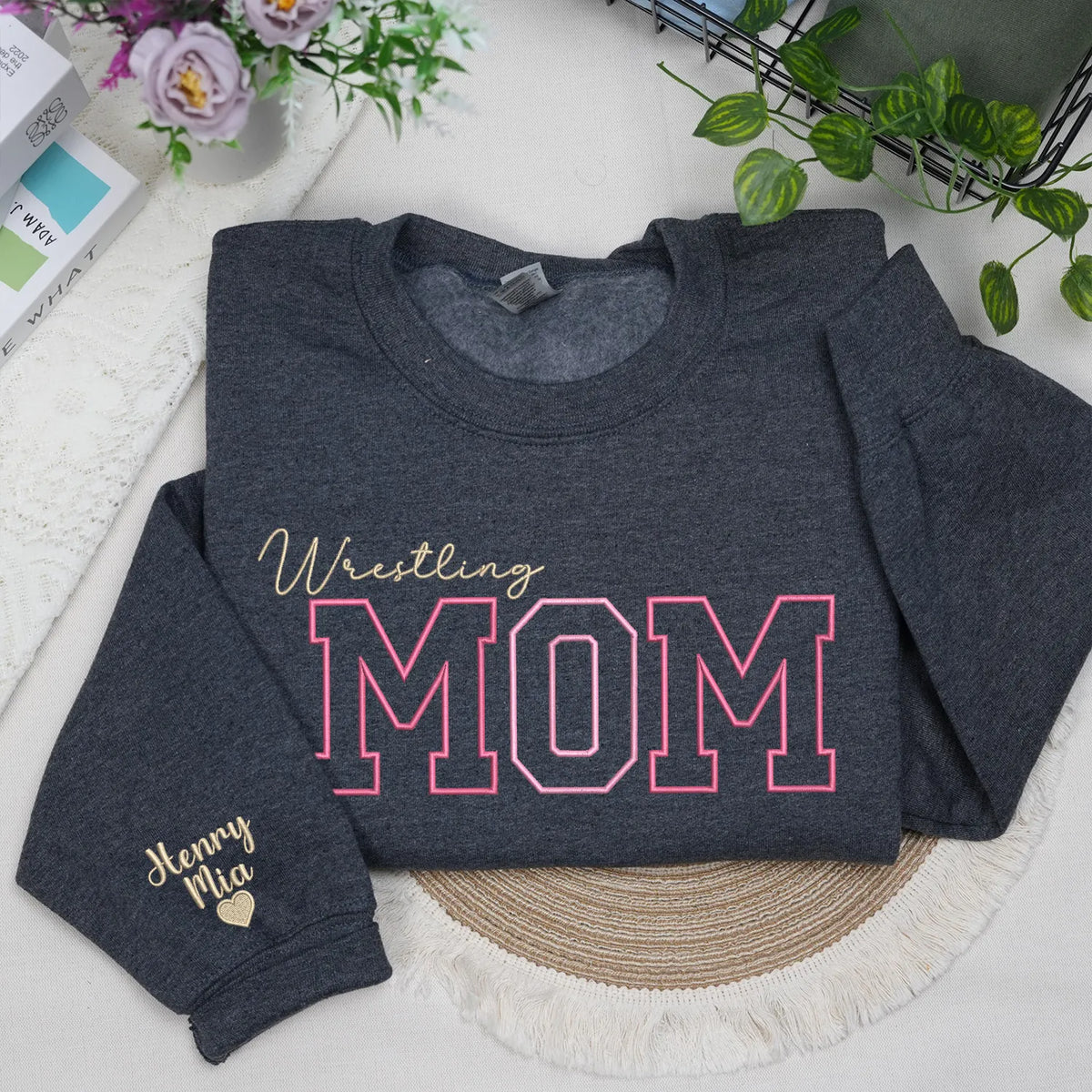 Personalized Wrestling Mom Sweatshirt Hoodie Embroidered Gift for Mom Wrestler