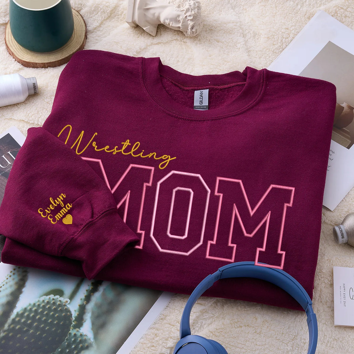 Personalized Wrestling Mom Sweatshirt Hoodie Embroidered Gift for Mom Wrestler