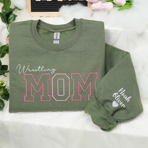 Personalized Wrestling Mom Sweatshirt Hoodie Embroidered Gift for Mom Wrestler