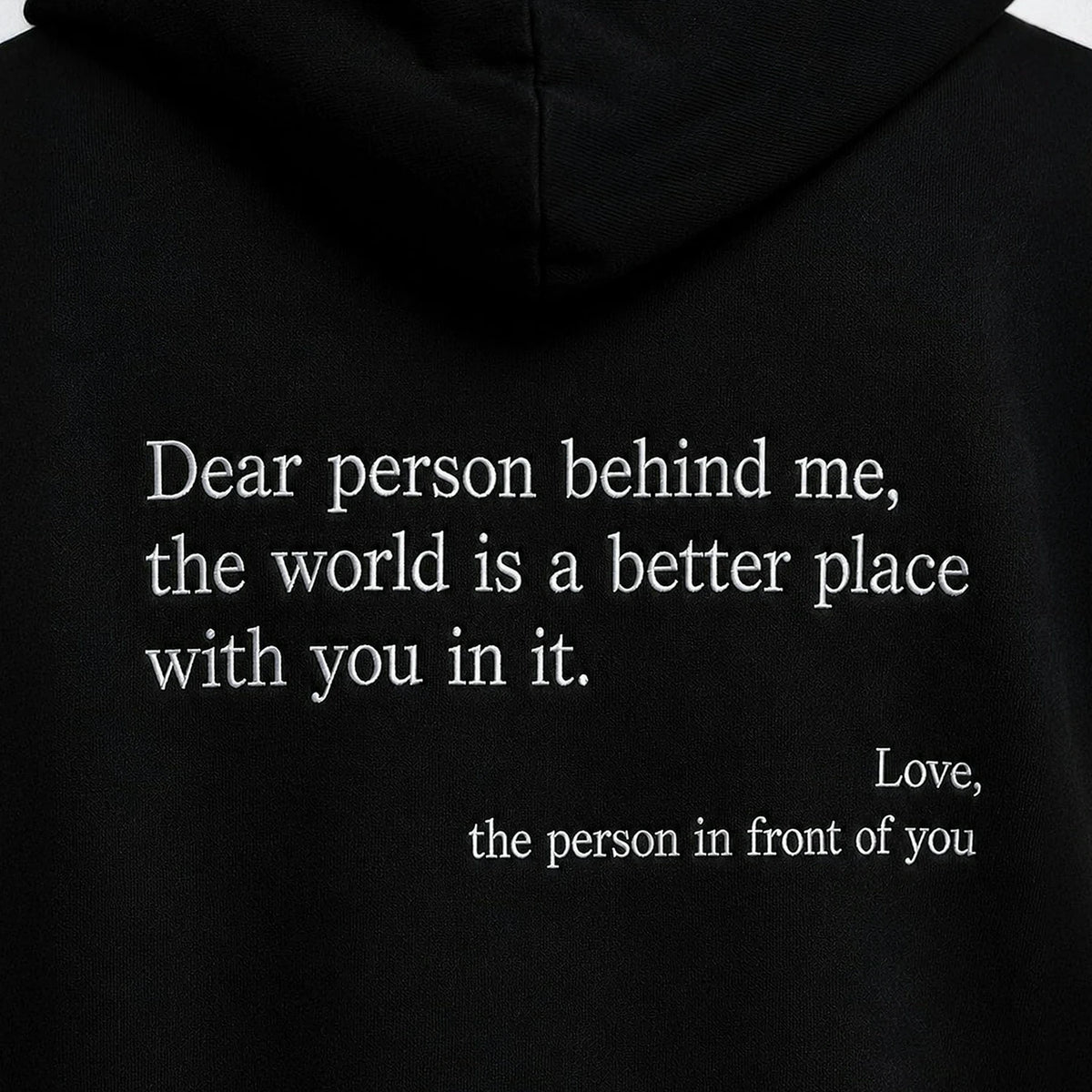Positive You Are Enough Hoodie for Boyfriend - Embroidered Front and Back Self Love Message