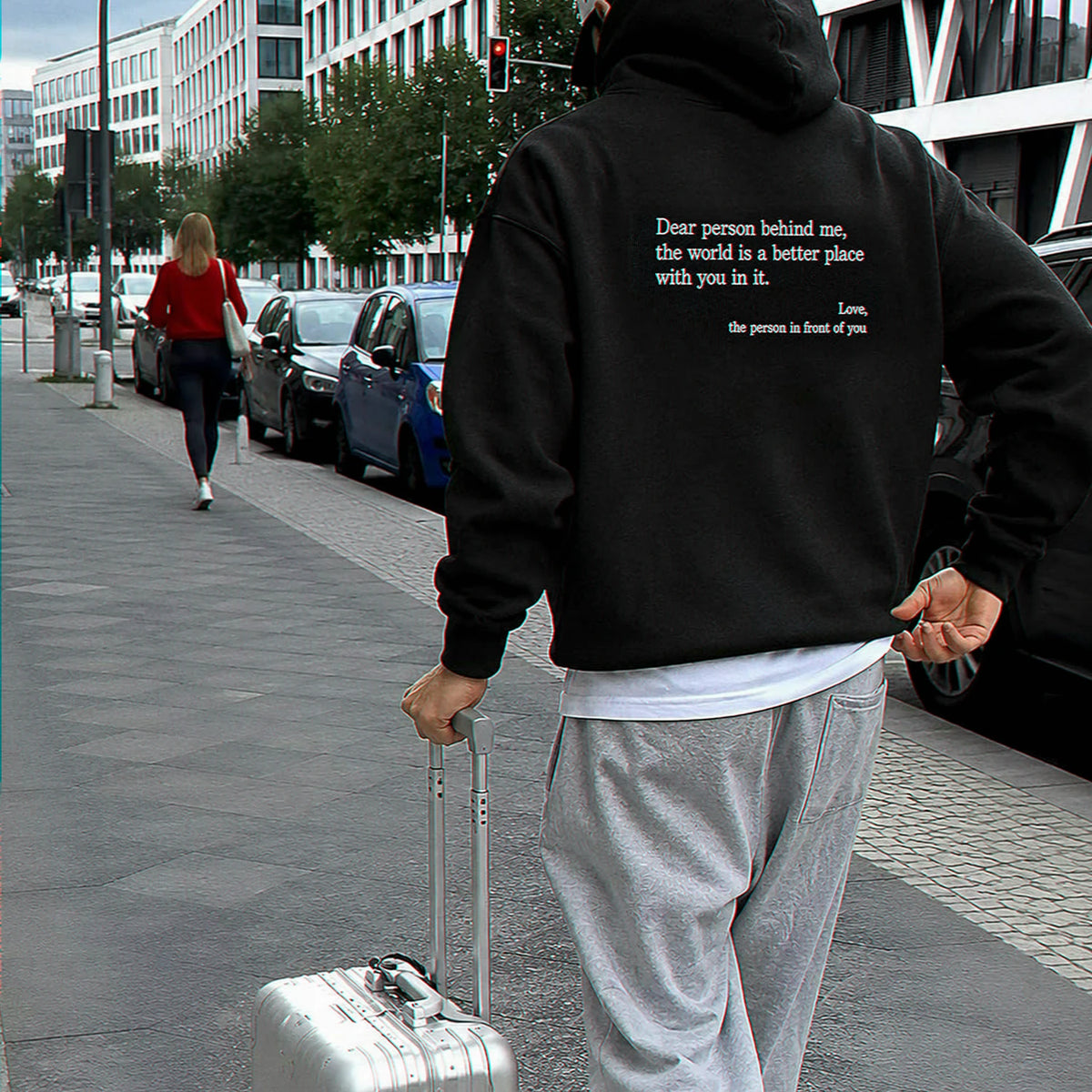 Positive You Are Enough Hoodie for Boyfriend - Embroidered Front and Back Self Love Message