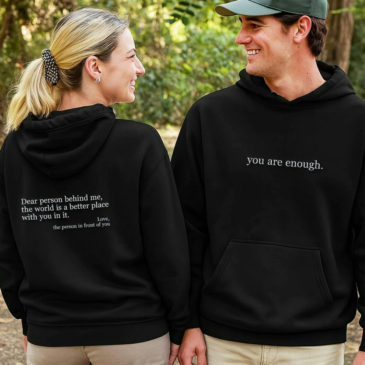 You Are Enough Embroidered Hoodie - Self Love Affirmation with Dear Person Behind Me Message