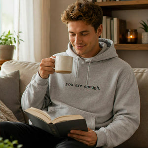 You Are Enough Hoodie for Teen, Embroidered Aesthetic Self Love and Thoughtful Encouragement Sweatshirt
