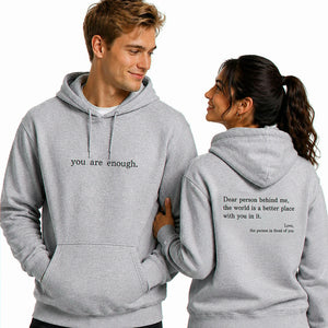 You Are Enough Hoodie for Teen, Embroidered Aesthetic Self Love and Thoughtful Encouragement Sweatshirt
