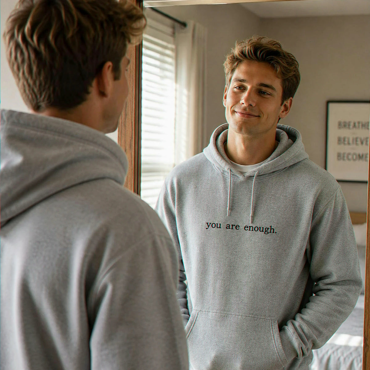 You Are Enough Hoodie for Teen, Embroidered Aesthetic Self Love and Thoughtful Encouragement Sweatshirt