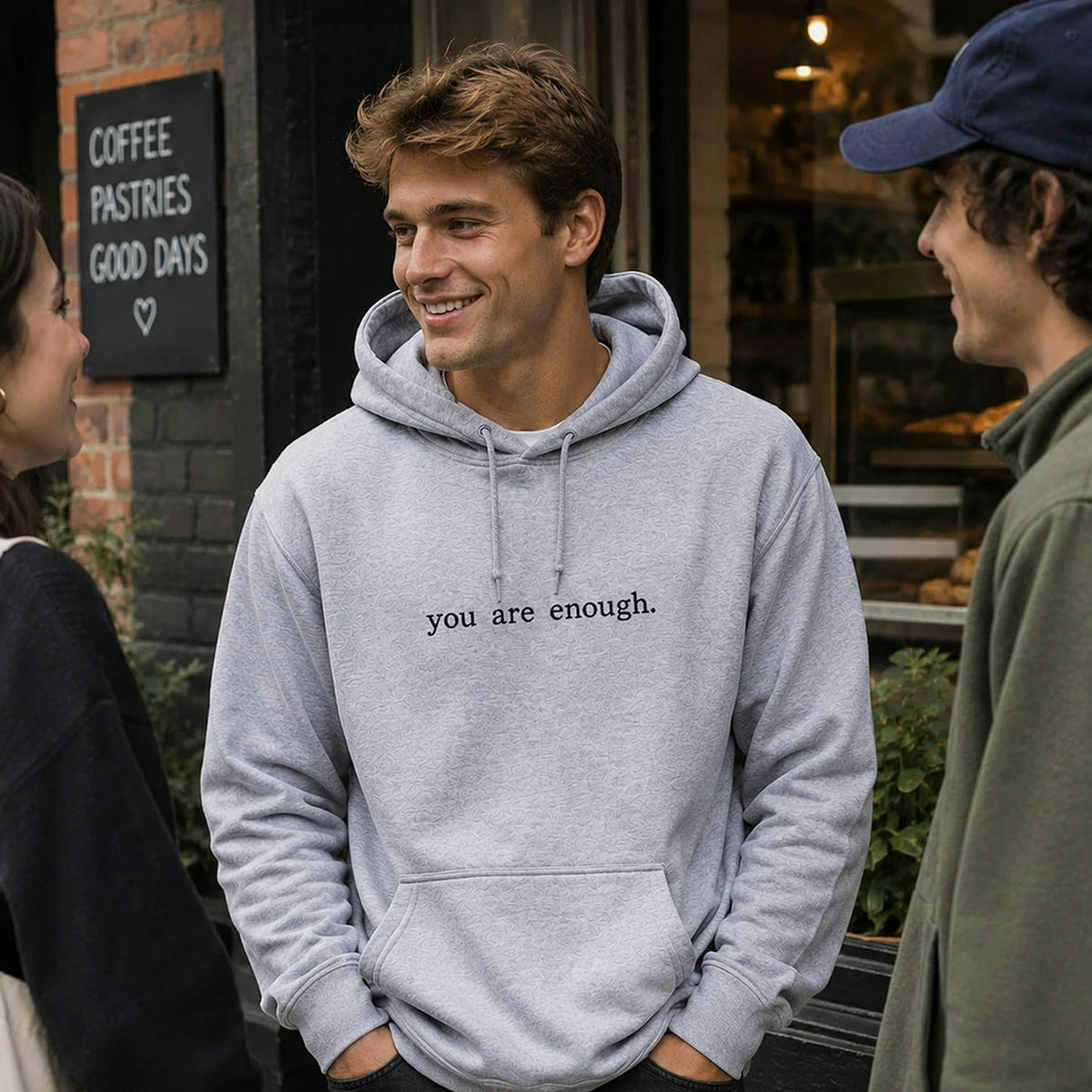 You Are Enough Hoodie for Teen, Embroidered Aesthetic Self Love and Thoughtful Encouragement Sweatshirt