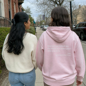 Minimalist You Are Enough Hoodie, Aesthetic Embroidered Women’s Encouragement Gift with Back Message