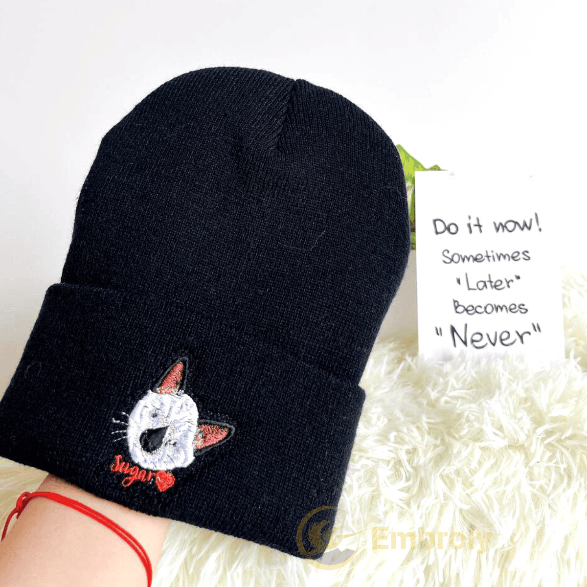 Custom embroidered beanies sales