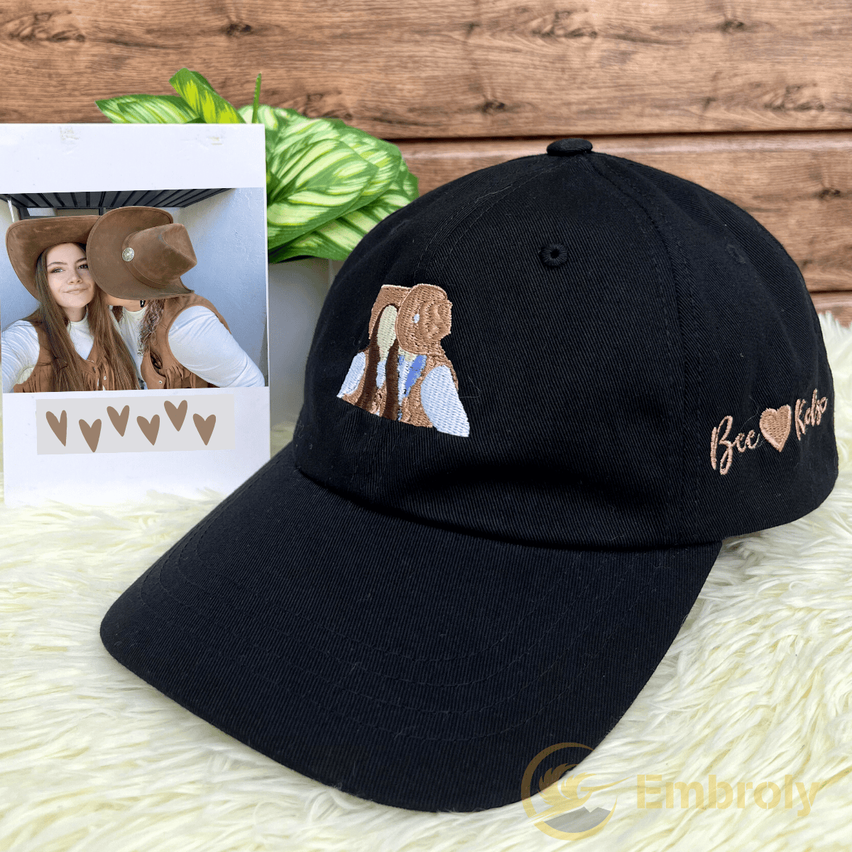 Custom Portrait From Photo Embroidered Hat, Gift Idea For Couple