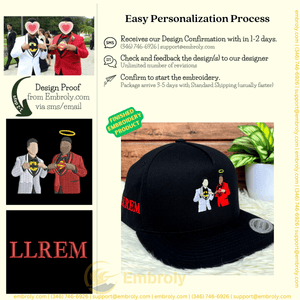 Custom Photo Embroidery Snapback, Personalized Cap With Name Or Anniversary Date On Side