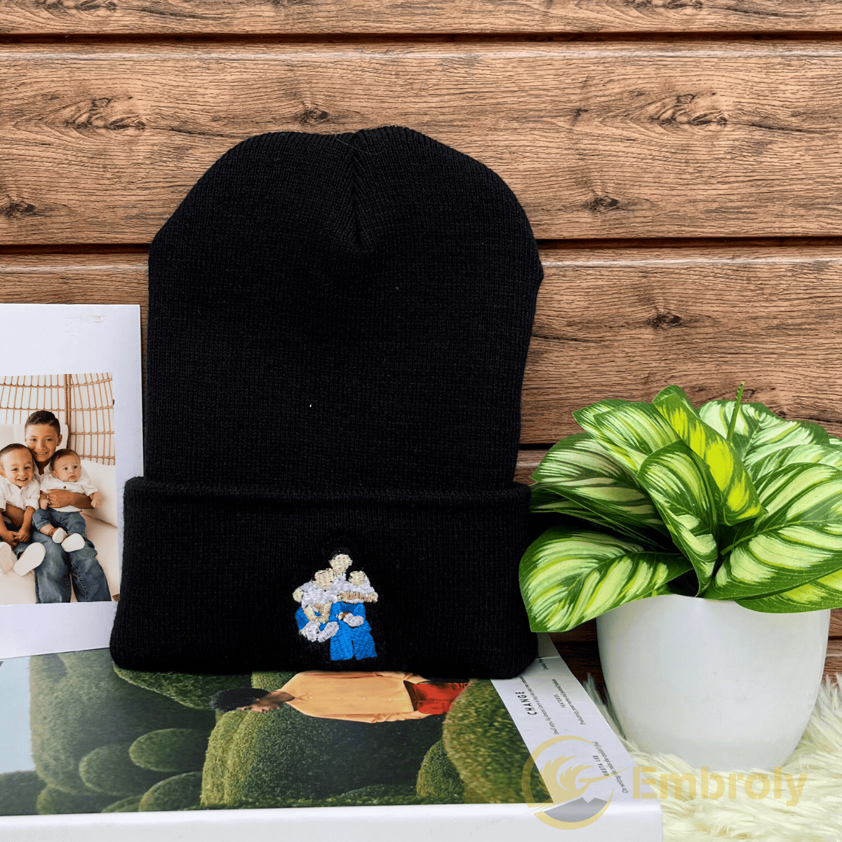Rasende at fortsætte Tranquility Portrait Embroidery Design Beanie Hat, Best Anniversary Gifts For Him, Personalized  Hat With Date Or Name Under Photo - Embroly