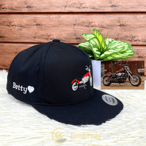 Embroidered Snapback With Custom Full Color Car, Personalized Hat By Roman Numeral Date Embroidery
