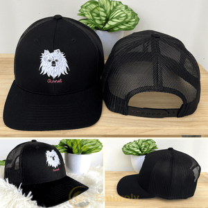Custom Full Color Embroidered Pet Trucker Hat, Personalized Your Cap With Pet Name, Gift For Father's Day