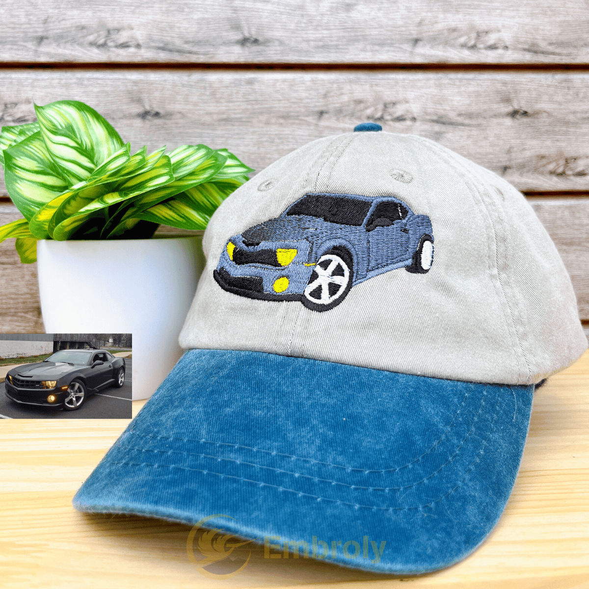 Custom Embroidered Car Full Color Design Dyed Hat, Name On Side To Make It Unique