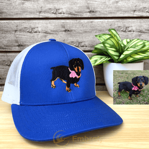 Custom Embroidered Pet Full Body Trucker Hat, Personalized Hat With Pet Name Under The Picture