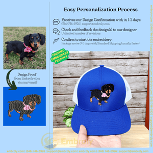 Custom Embroidered Pet Full Body Trucker Hat, Personalized Hat With Pet Name Under The Picture