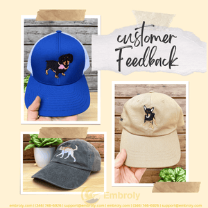 Full Color Pet Embroidery Design Dad Hat, Customized Cap With Pet Name Embroidery
