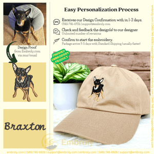 Full Color Pet Embroidery Design Dad Hat, Customized Cap With Pet Name Embroidery