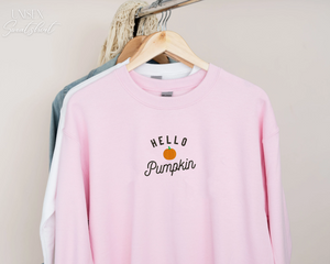 Hello Pumpkin Crewneck Sweatshirt, Hoodie Embroidered