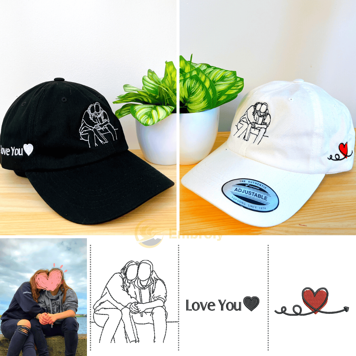 Custom Embroidered Matching Hat For Couple Best Couple Gift Idea