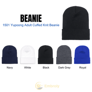 Full Color Embroidered Images On Beanie, Customized With Name Under Picture