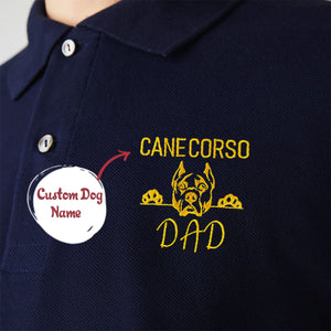Custom Cane Corso Dog Dad Embroidered Polo Shirt, Personalized Polo Shirt with Dog Name, Cane Corso Gifts Dog Lovers