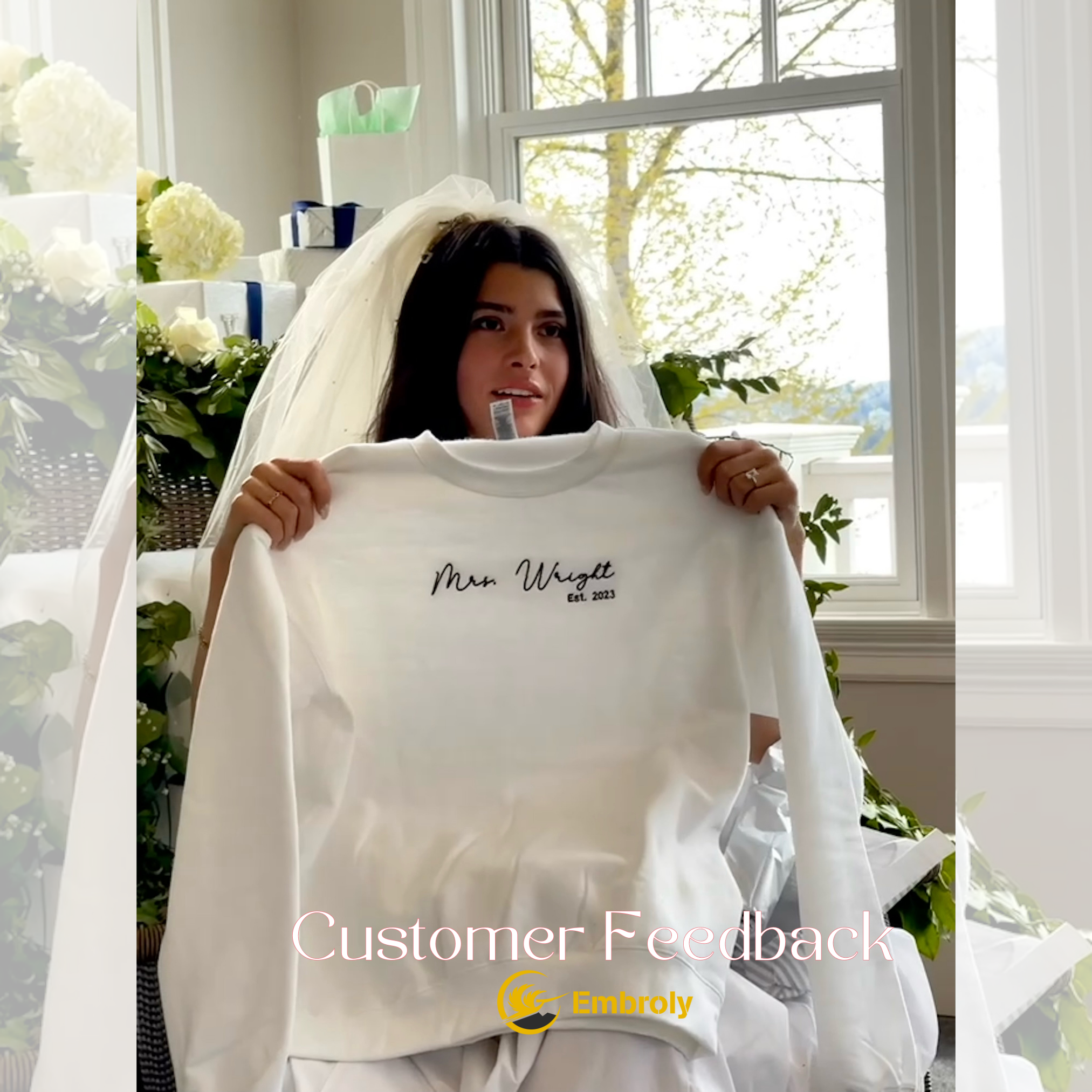 Custom Mrs Sweatshirt Embroidered Bride Gifts for Honeymoon