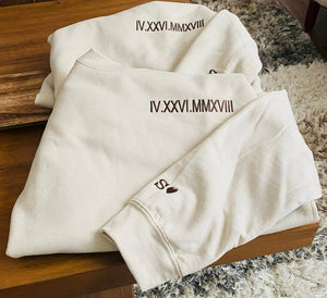 Personalized Couple Hoodies, Embroidered Anniversary Hoodie Wedding Gifts