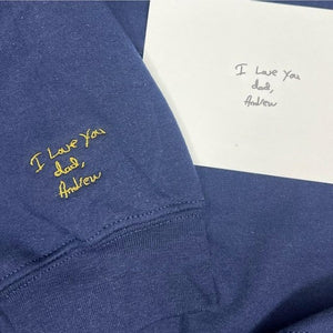 Handwritten Quote Sweatshirt/Hoodie Embroidered from Your Photo