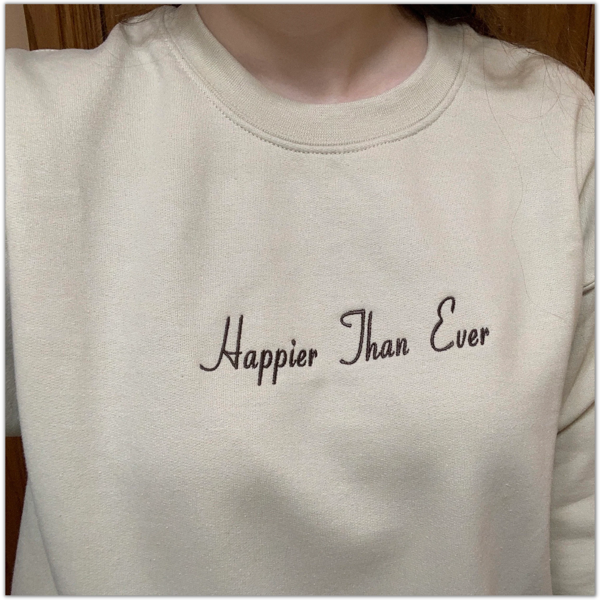Custom Embroidered Sweatshirt, Neckline Message Crewneck, Unique Gift for Her Sand / XL / Sweatshirt (No Hood)