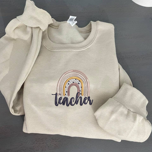Boho Rainbow Teacher Sweatshirt, Hoodie Embroidered