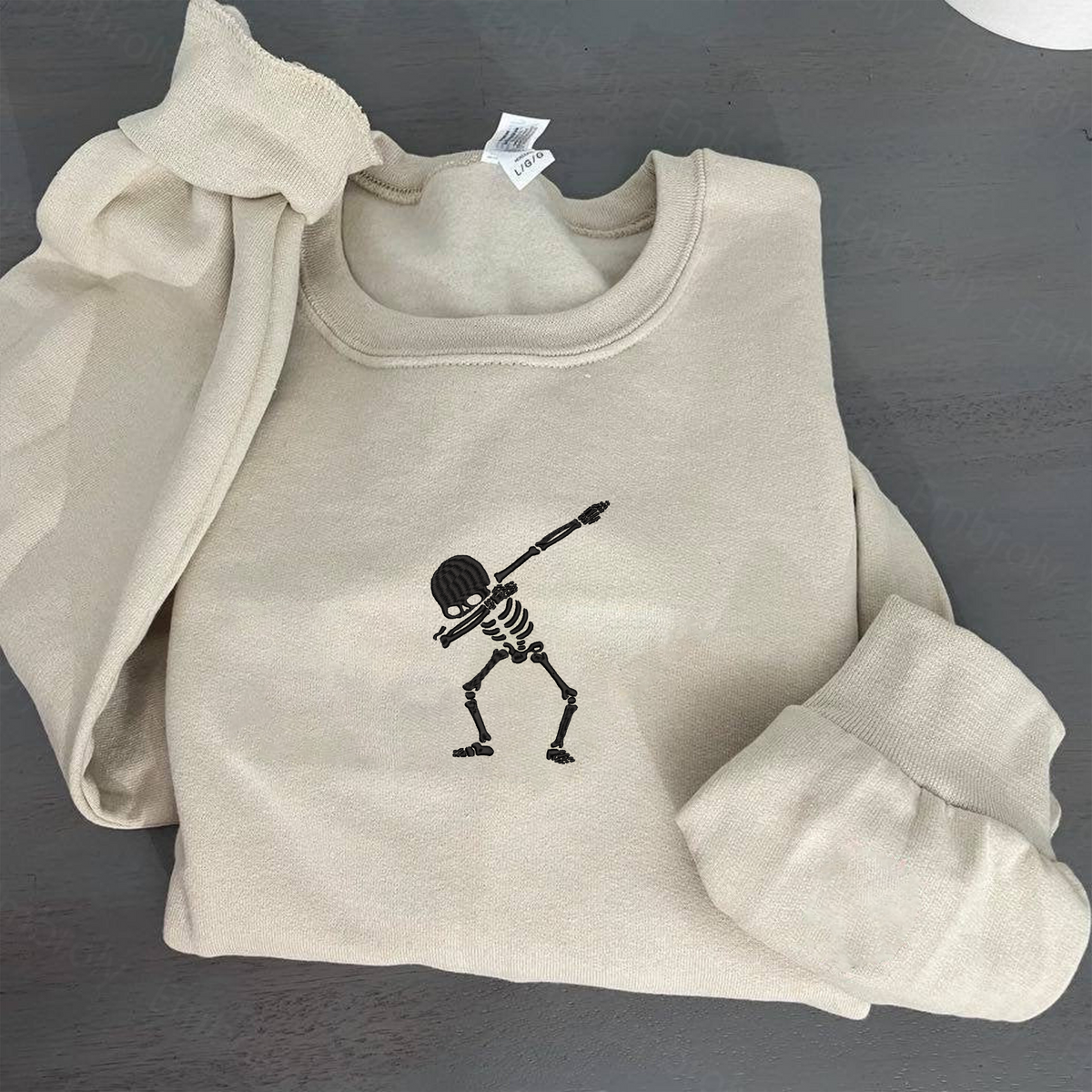 Dabbing Skeleton Halloween Sweatshirt, Hoodie Embroidered - Embroly