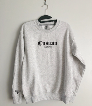 Custom embroidered hoodies, crewnecks - Initial on Sleeve