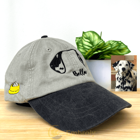 Custom Embroidered Pet Ears With Name Dyed Hat, Personalized With Name Or Icon Under Photo - Embroly