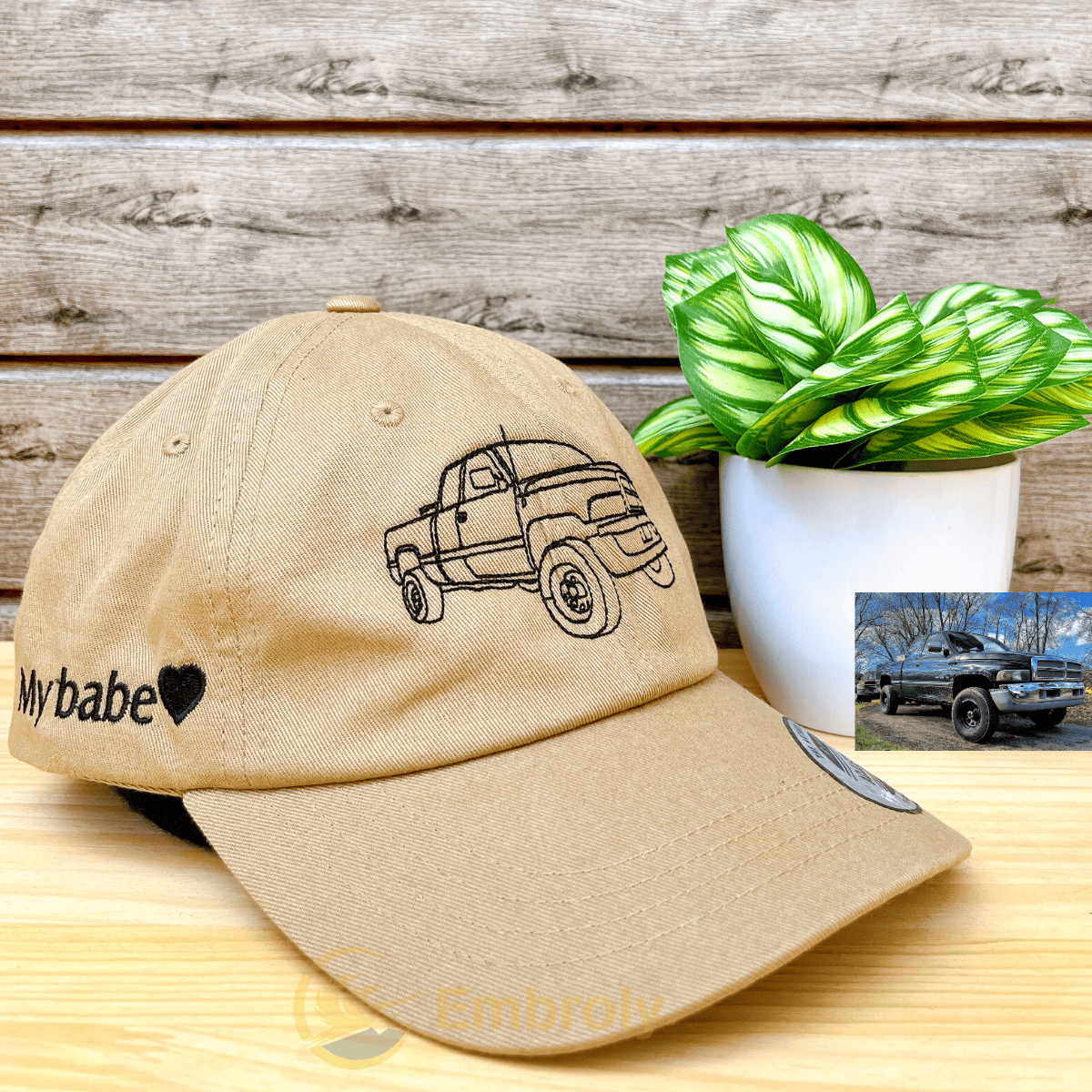 Outline Car Embroidery Hat From Picture, Gift For Car Guys, Custom
