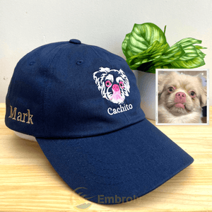 Custom Embroidered Pet Outline Cap Using Pet Picture, Personalized Dad Hat With Pet Name