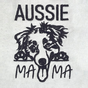 Custom  Australian Shepherd Dog Mama Shirt Embroidered Collar , Personalized Shirt with Dog Name, Best Gifts For Australian Shepherd Owners