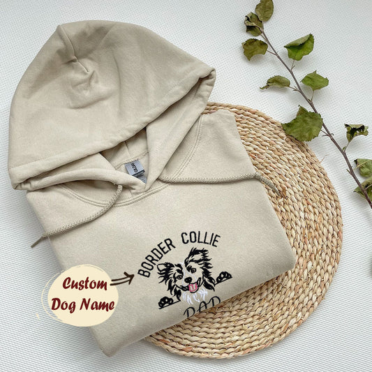 Custom Border Collie Dog Dad Embroidered Hoodie, Personalized Hoodie with Dog Name, Best Gifts For Boxer Lovers - Embroly
