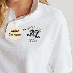 Custom Border Collie Dog Mama Embroidered Polo Shirt, Personalized Polo Shirt with Dog Name, Best Gifts For Boxer Lovers