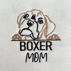 Custom Boxer Dog Mom Shirt Embroidered Collar, Personalized Shirt with Dog Name, Best Gifts For Boxer Lovers