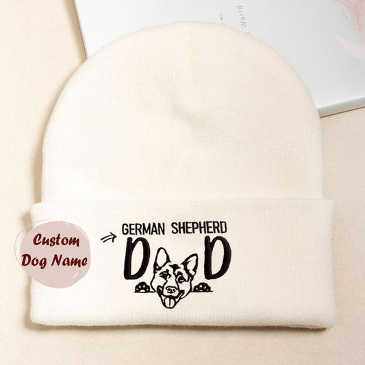 Custom German Shepherd Dog Dad Embroidered Beanie, Personalized Beanie with Dog Name, Gifts For German Shepherd Lovers - Embroly