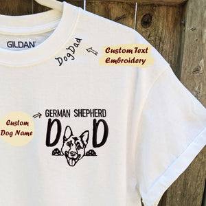 Custom German Shepherd Dog Dad Embroidered Collar Shirt, Personalized Shirt with Dog Name, Gifts For German Shepherd Lovers