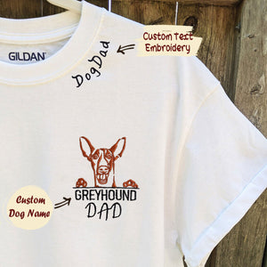 Custom Italian Greyhound Dog Dad Shirt Embroidered Collar, Personalized Shirt with Dog Name, Best Gifts For Greyhound Lovers