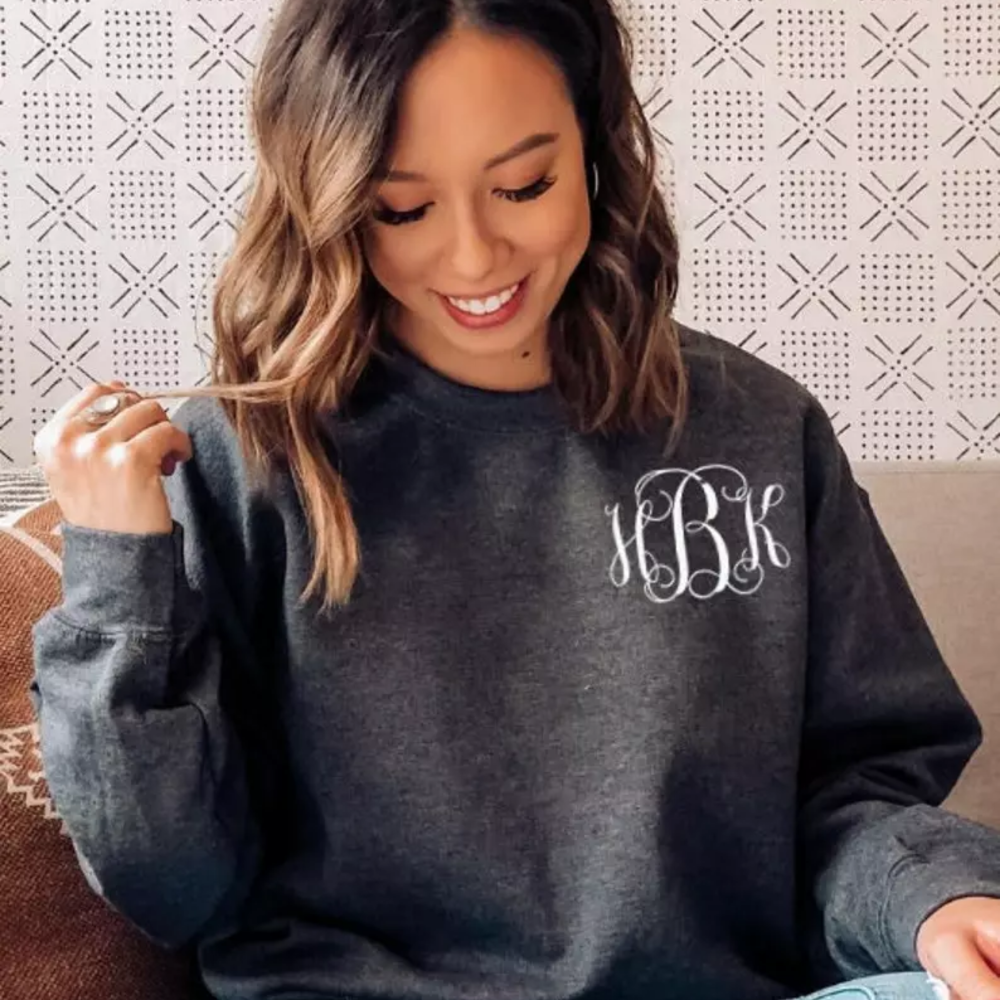 Personalized Monogrammed Sweatshirt Monogram Sweater Embroidered